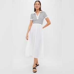 Ivory Striped Polo Midi Dress Moon River